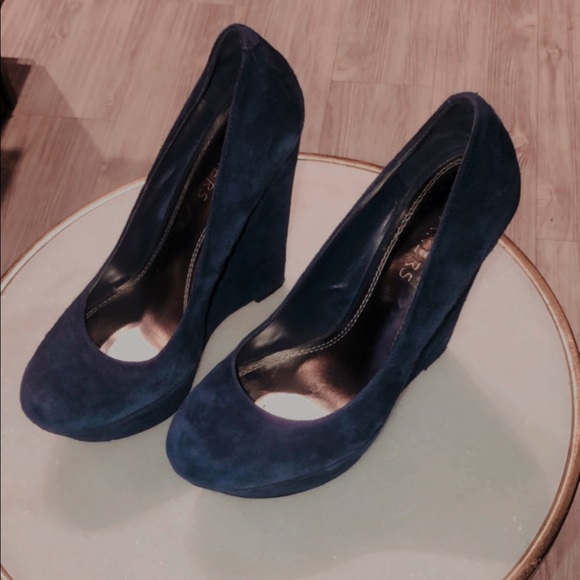 BAKERS | Blue Suede Wedge Heel - Picture 3 of 7